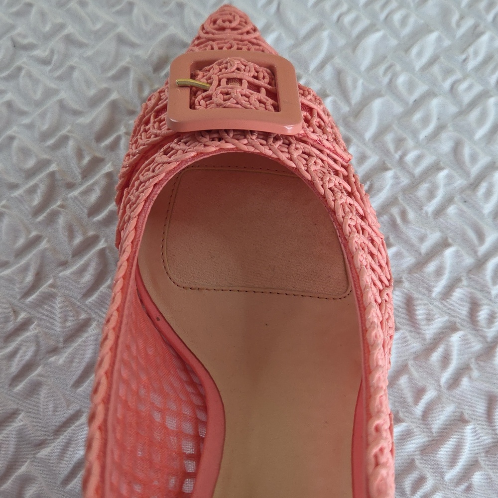 Alex Marie Coral Pink Woven Pointed Kitten Heels 7.5 - Picture 14 of 16